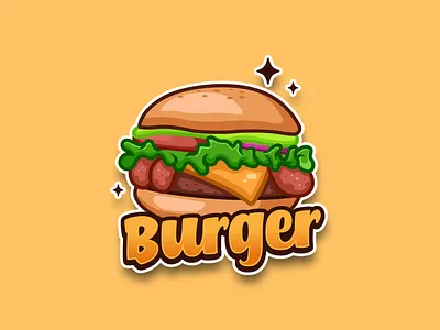 Burger Logo branding burger cartoon cartoon character character design fastfood food illustration kitchen logo mascot ui