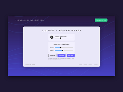 Slowed and Reverb Studio site - redesign music music website reverb slowed sound editing ui ui design ux ux design web app webdesign website