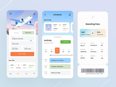 Flight UI Exploration app board boarding pass booking dahsboard dashboard flight ios plane schedule search ticket ui