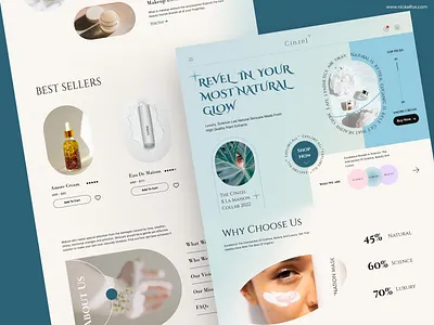 Beauty and Skincare Landing Page beauty color cosmetics design green hero section landing page luxury makeup minimal neutral organic pastel skincare typography ui uiux ux webpage website