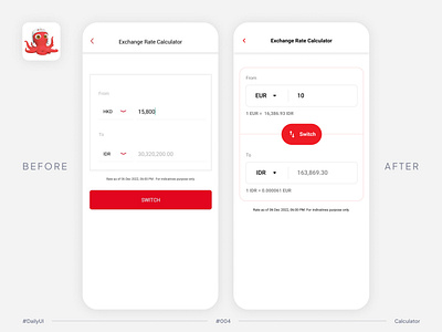 #DailyUI Challenge #004 Calculator - OCTO Mobile Exchange Rate 004 calculator cimb niaga dailyui digital bank digital banking exchange rate exchange rate calculator mobile app octo mobile redesign revamp usd to idr