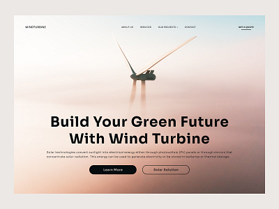 Wind Turbine - Landing Page best design branding components elements energy website green energy halalagency hero section homepage renewable energy solar panel solar website trending uidesign uiux website wimdmill wind turbine wind turbine landing page