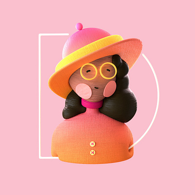 Diana is also fine 2d 36daysogtype 3d character character design charadesign chill color colorful cute d design fine happy hat illustration logo pull style ui