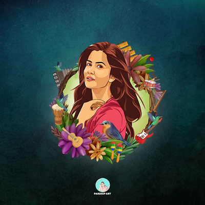 Vector Portrait , Illustration artwork of Katrina kaif 2d adobe illustrator animation artwork branding graphic design illustration line art logo portrait ui vector art