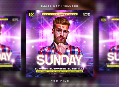 Night club party flyer social media post 3d branding collection cosmetics design fishing graphic design social media kit