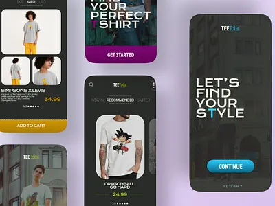 TEETotal Online T-shirt Company (CONCEPT) app branding clothing colour design e commerce logo menu mobile personalisation shop t shirt typography ui ux vibrant web design