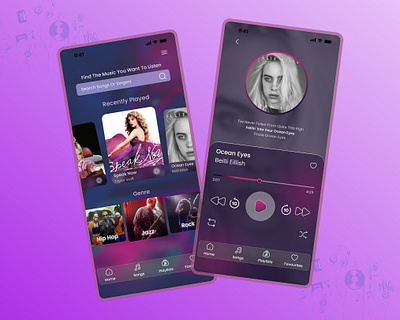 Music app appdesign design farsi figma illustration iran logo music musicappui ui ui designer uid uidesign uifarsi uiux