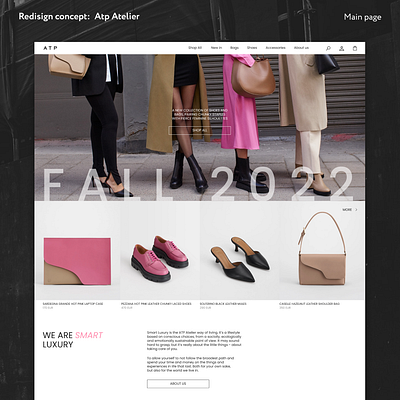 E-commerce redesign concept for shop of bags and shoes apparel bags clothes design e commerce figma main page shoes shop typography ui web webdesign website woman