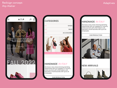 Elegant website shop of shoes bags. E-commerce redesign concept adaptives apparel bags clothes design e commerce figma mobile online shop store trendy ui web woman