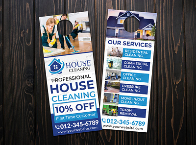 House Cleaning Services Door Hanger Design dusting