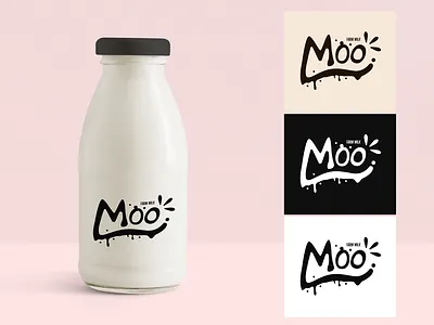 Font logo: "Moo" Milk branding design flat graphic design illustration inspiring logo package vector