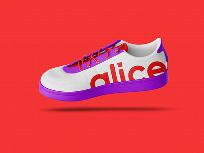 Branding Sneakers - Alice brand brand design brand designer brand identity branding design designer graphic design graphic designer logo logo design mock up mockup purple red shoes sneakers tenis tennis visual identity