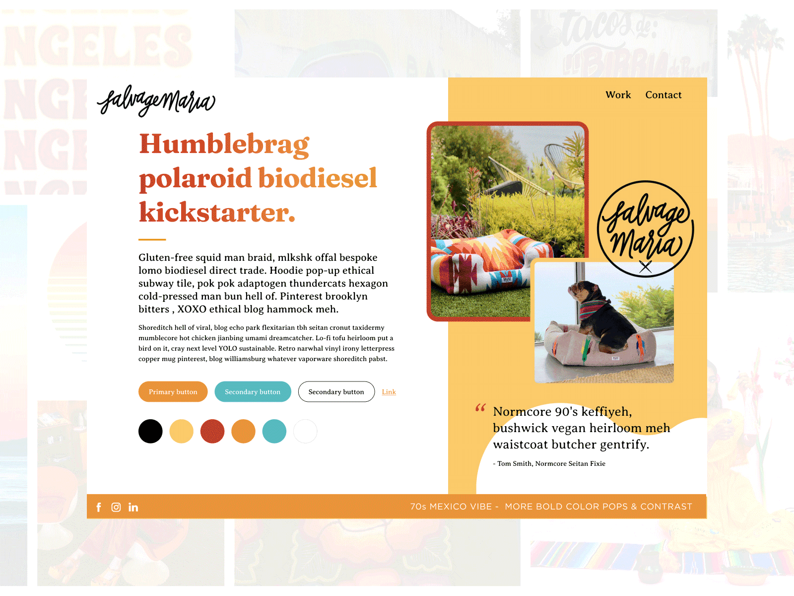 Style tiles & moodboard 70s beach beachy california colorful handmade moodboard retro shopify style board style tile visual design web website