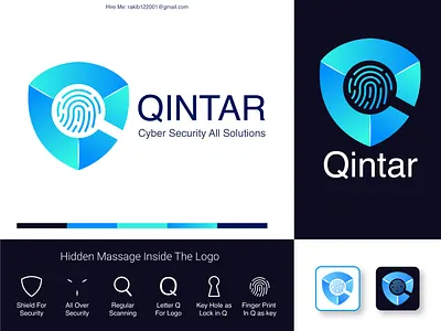 QINTAR CYBER SECURITY Morden logo Brandring Design | IT, Q branding business corporate cyber data design logo morden networks q security shield