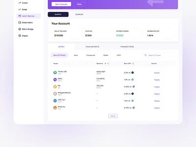 Polygon wallet Supply/Borrow art branding design graphic design illustration logo minimal ui ux vector