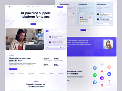 Helpdesk - Customer Service Platform communication customer customer service customer service website design email platform internal knowledge base landing page saas saas platform ui web design webdesign