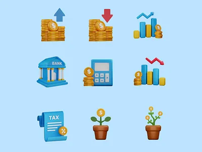3D Business Icon 3d coin creative finance grow icon illustration ui