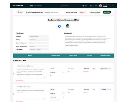 Sales Collaboration Platform b2b collaboration customer rep dashboard design engagement plan joint sales managemeent sales ui ux design vendor webapp