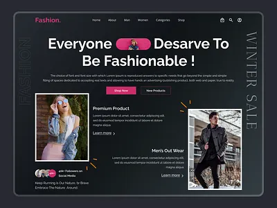 Fashion Website Design apparel beauty business clothing clothing brand design ecommerce editorial fashion homepage landing page landing page design logo summer trend typography ui website website design winter