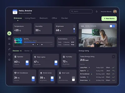 Smart Home app app design clean ui dark mode figma home automation ipad minimal mobile app mobile design remote control simple smart devices smart home smart home app ui
