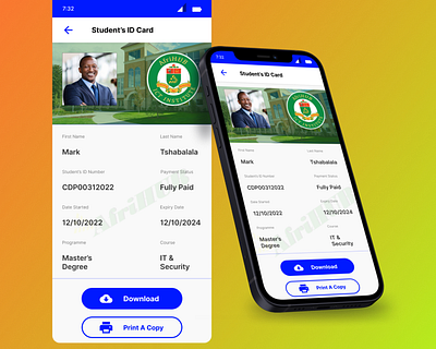 Student's ID card branding card design e id eid graphic design id id card identification card idnetification learning management system lms mobile ui mobile ux mobile view ui university ux