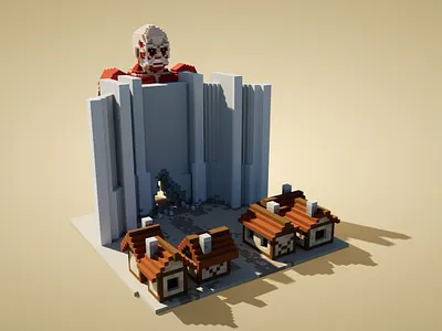 Attack of the Titan 3d art character design illustration voxel