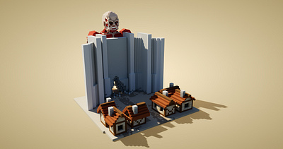 Attack of the Titan 3d art character design illustration voxel