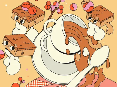 Drømmekage cake illustration character design characters food illustration still life