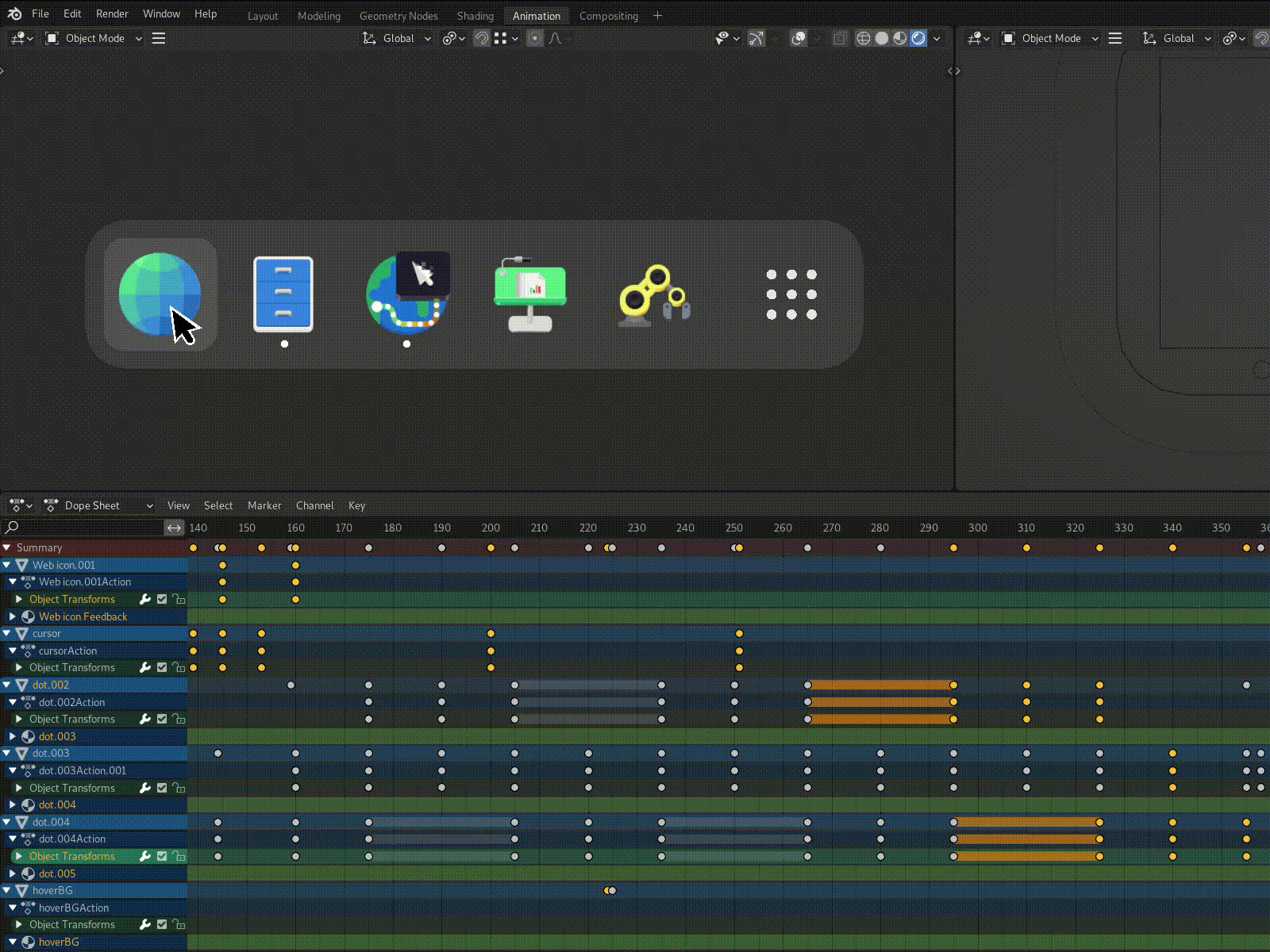 GNOME Shell Launch Indicator blender mockup prototype ui