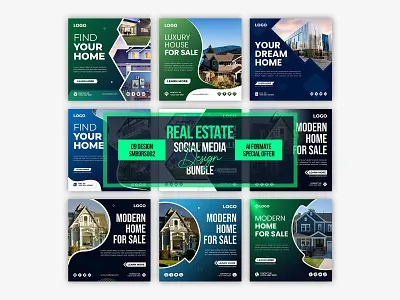 Real Estate Social Media Post Design Bundle ads design ads post design automobile post design design facebook ads facebook banner facebook post illustration logo ui
