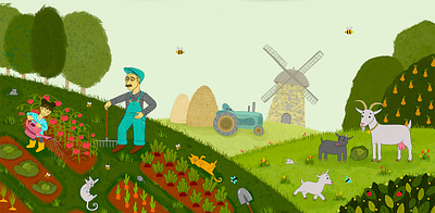 Farm animals - activity book activitybook animals bookcover bookillustration characterdesign childrenillustration digitalart farm farmanimals farmer garden illustration picturebook procreate vegetables