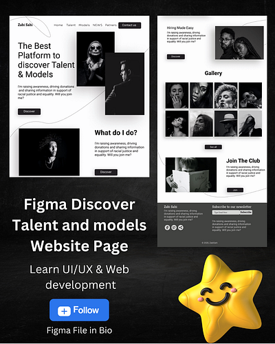 Discover Talent and models Website Landing Page in Figma✌️ design figma figma design ui ux web design web development website design website development