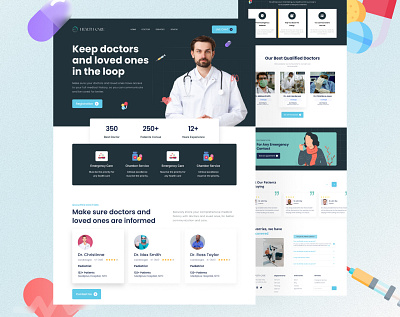 Medical Website Landing Page clean consultant design doctors healt hero section hostpital landing page medic medical medical care medical website landing page ui uiux ux webdesign website