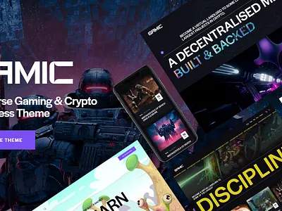 Gamic - Metaverse Gaming & Crypto WordPress Theme blog design illustration logo web design webdesign wordpress wordpress design wordpress theme wordpress themes