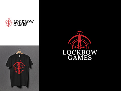 Lockbow Games logo branding crossbow design game icon illustration indie lockbow logo logodesign logotype minimal studio vector
