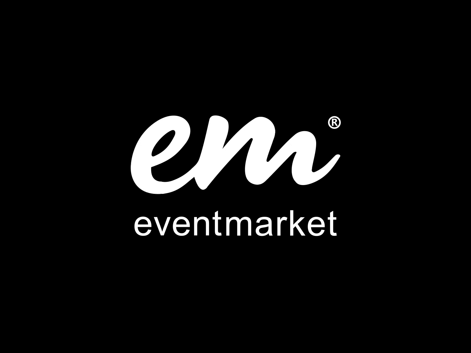 eventmarket logo animation 2d animation black blob branding classic copyright event lettering logo loop market morphing motion graphics stroke taper text typography website white