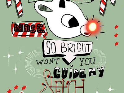 Rudolph christmas design lettering typography