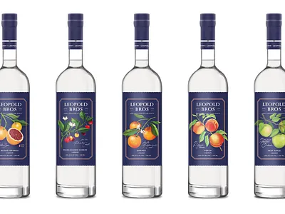 Leopold Bros. Brandy Liqueurs - Illustration editorial illustration packaging