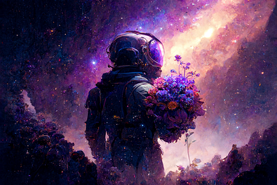 Purple 3 ai art astronaut color concept cosmic design digital gradient illustration light midjourney minimal painting photoshop simple space