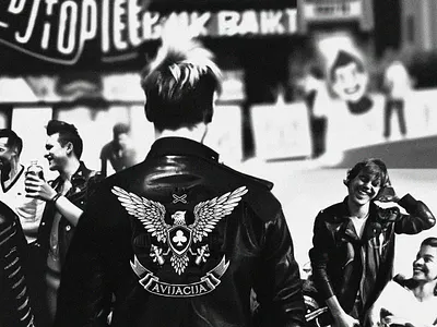 Avijacija ai ai aided design ai generated collage digital eagle photo rockabilly sign