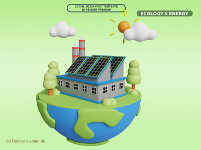 Eco Factory 3d design eco ecology factory green green factory illustration illustration 3d industry ui