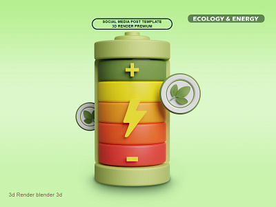 Eco Battery 3d battery battery level battery low battery status change design eco battery illustration illustration 3d