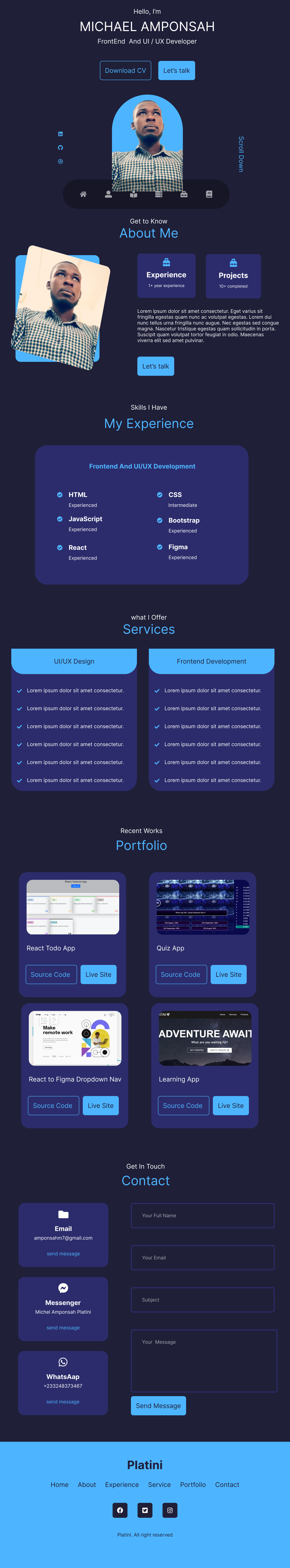 Example of portfolio UI