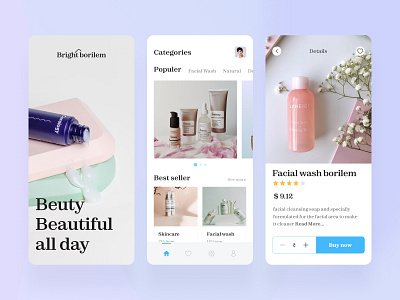 skin care mobile app | Exploration app beuty clean colourfull cute female skincare treatment ui uidesign ux website