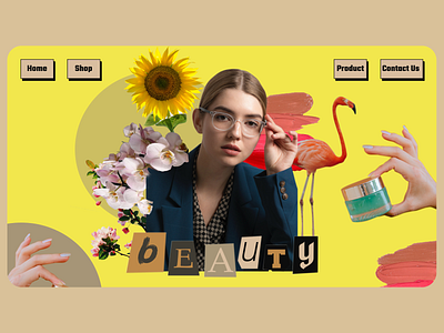 Hero Page Collage Digital Beauty UI/UX beauty collage beauty website design digital collage art digital collage website hero page uiux digital collage art website collage