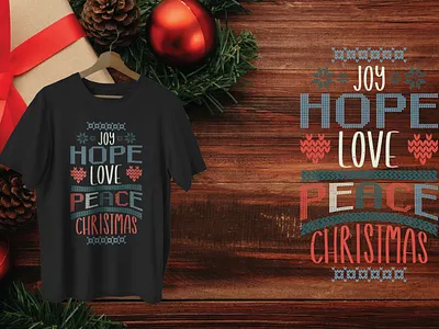 Christmas T-shirt Design Joy Hope Love Peace Christmas celebrate graphic design