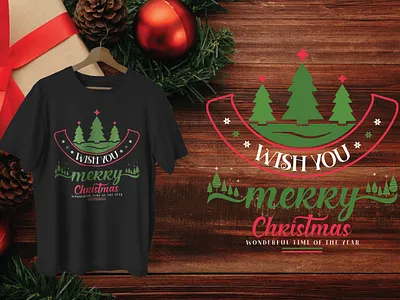 Christmas T-shirt Design Wish You Merry Christmas Wonderful Time celebrate