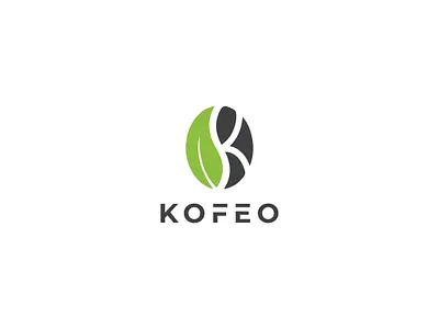 green coffee logo ( KOFEO ) branding cafe caffeine cappuccino coffee coffee cup coffee for letter k creative drink graphic design icon illustration kofeo logo logo minimal tea typography