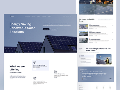 Solar Energy Landing page | Solaria branding earth energy manufacture power resources solar panel technology ui web