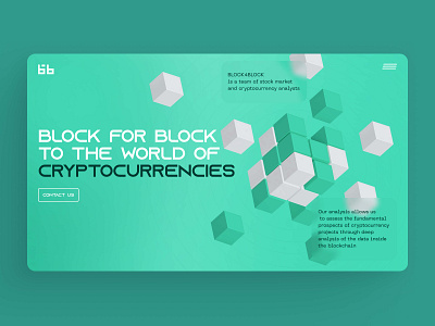 Cryptanalytics website 3d crypto cube design graphic design green home key visual landing main page screen typography ui web website